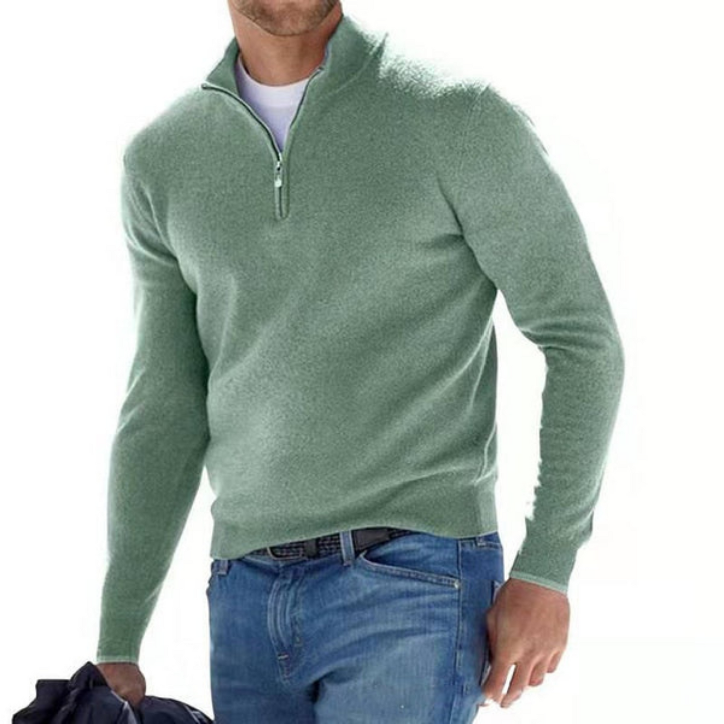 V-Neck Sweater with Zipper