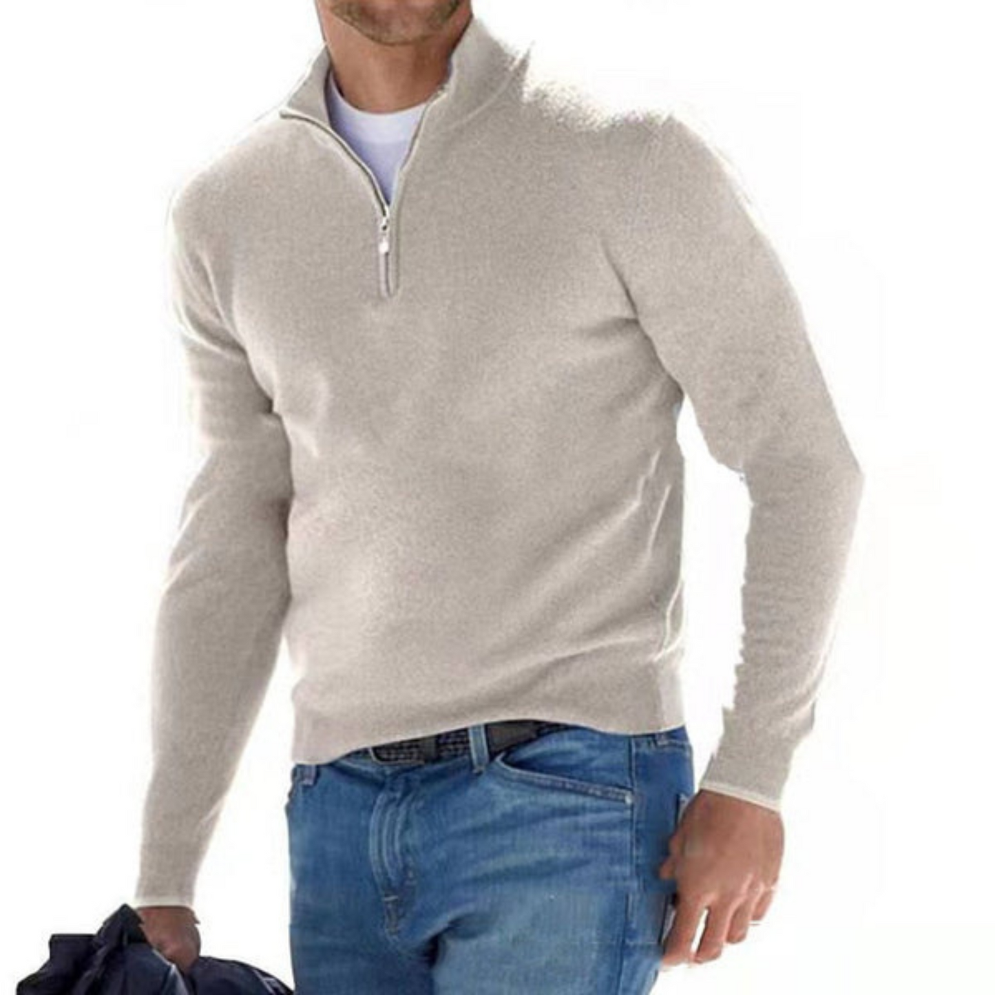 V-Neck Sweater with Zipper
