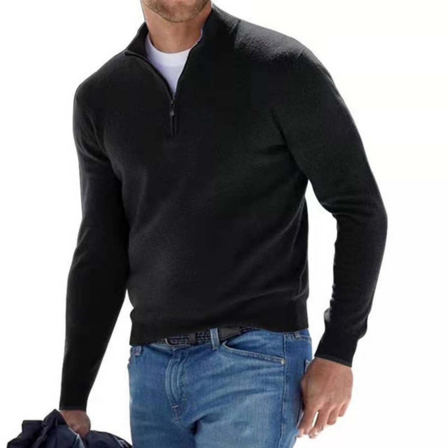 V-Neck Sweater with Zipper
