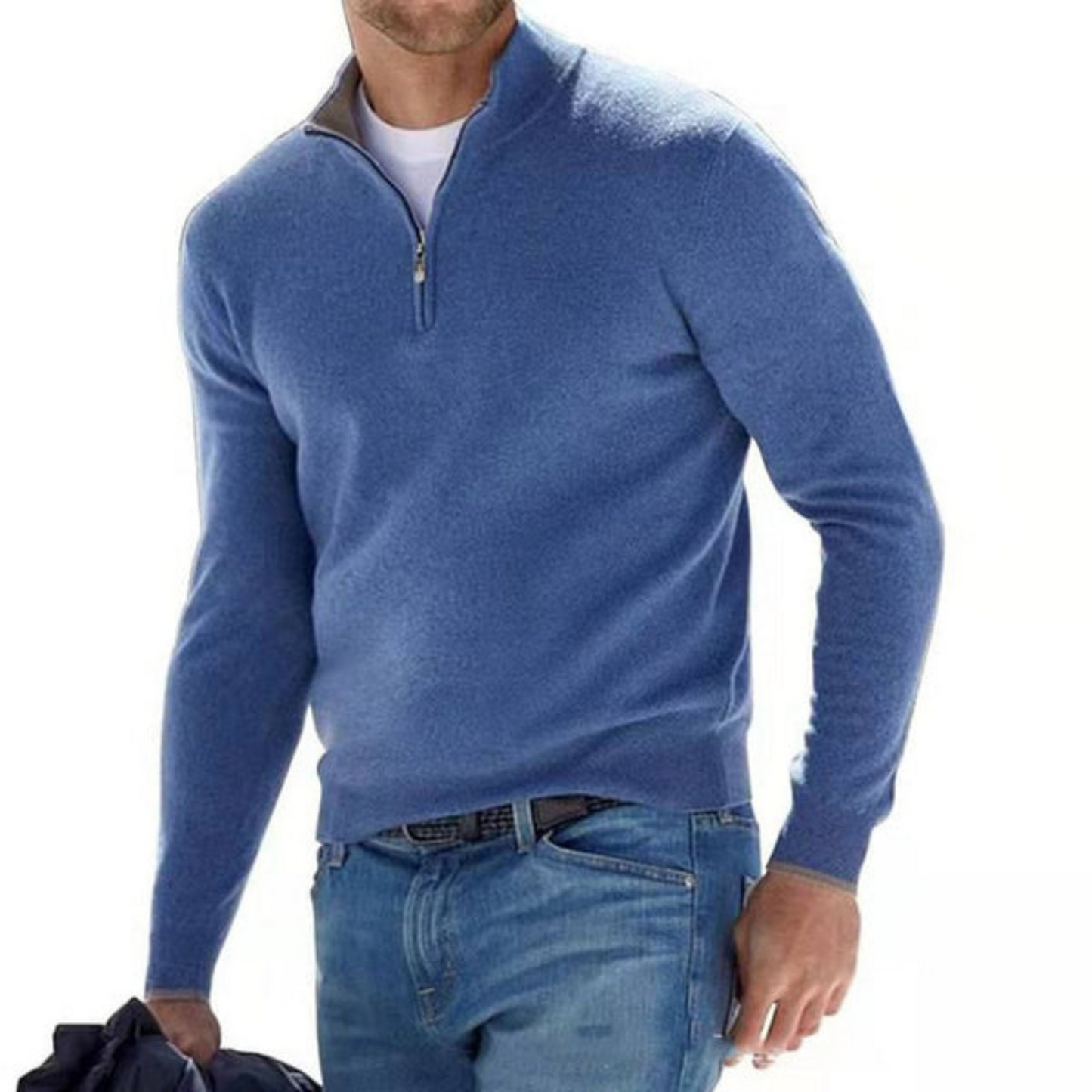 V-Neck Sweater with Zipper