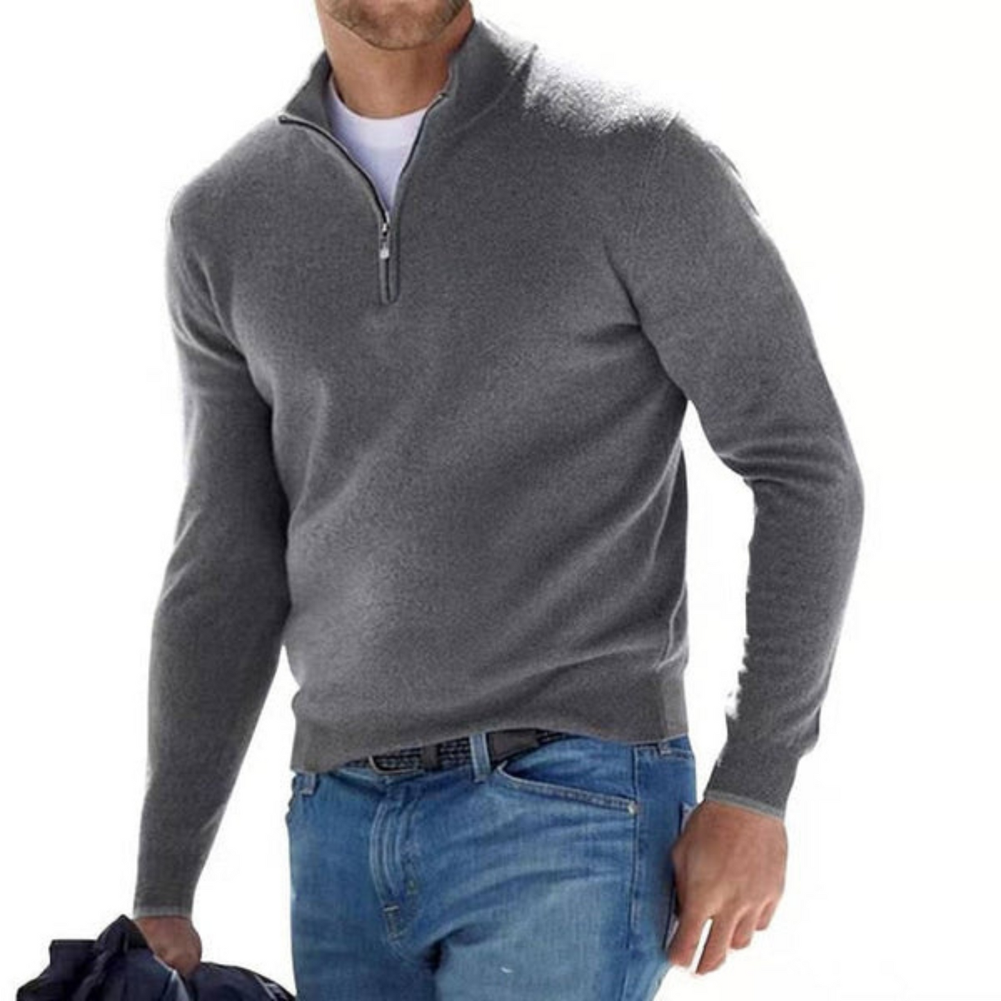 V-Neck Sweater with Zipper