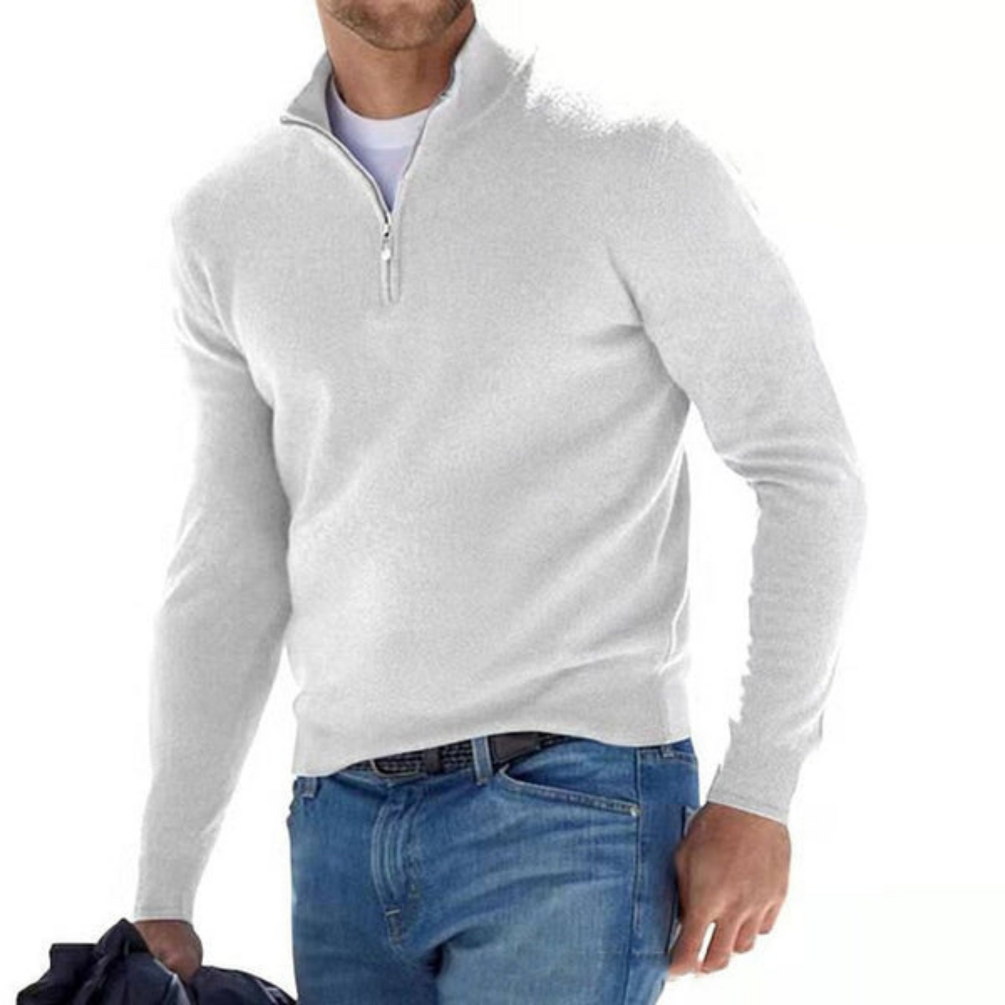V-Neck Sweater with Zipper