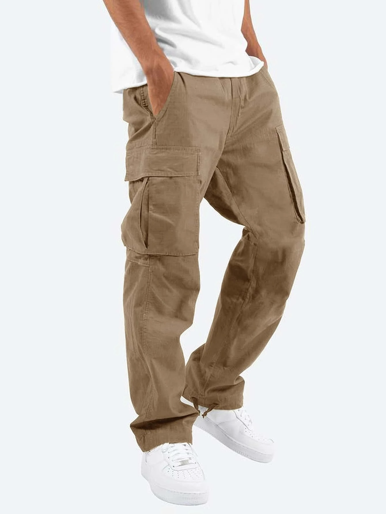 Men's Cargo Trousers with Drawstring Waist