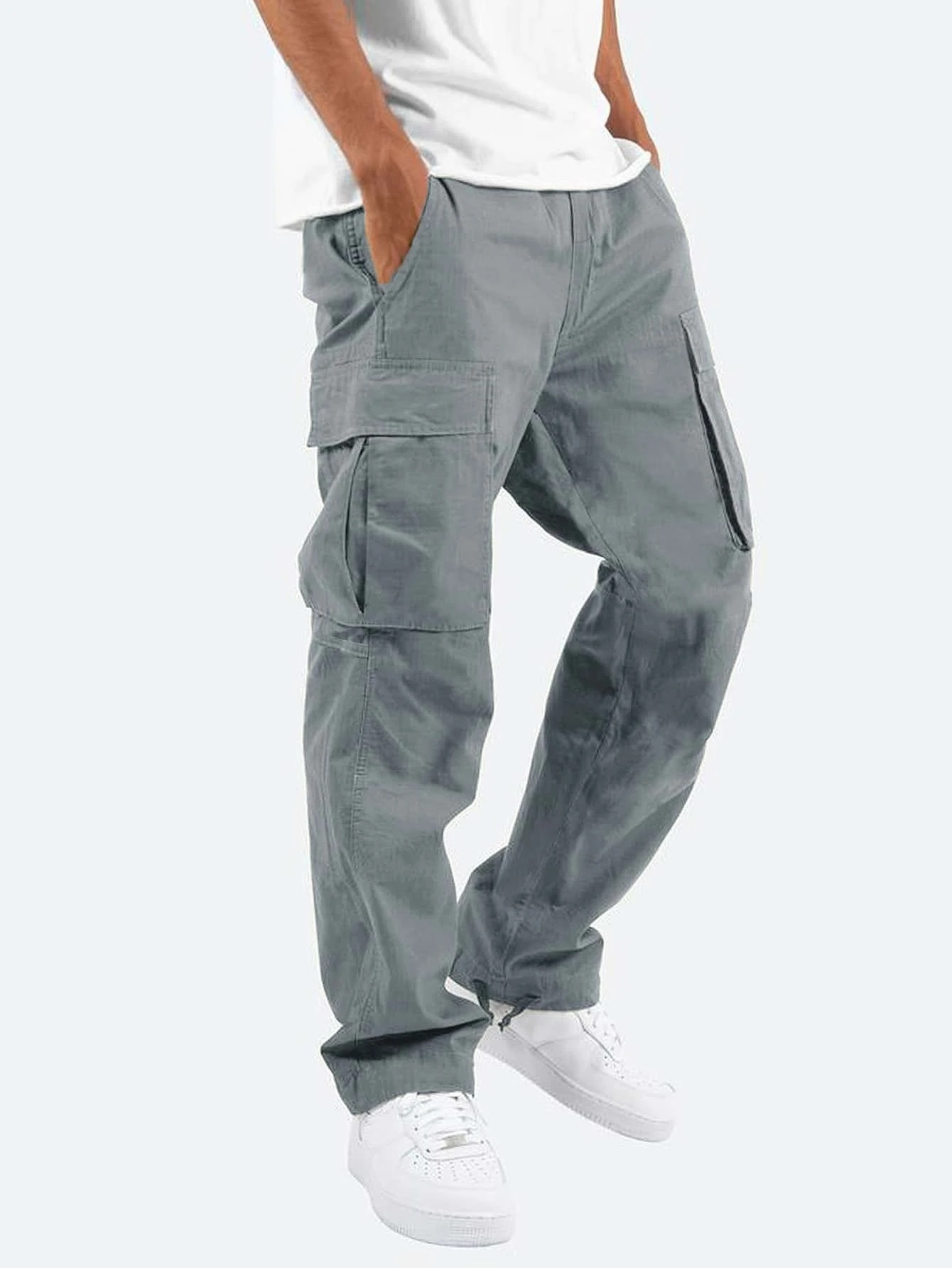 Men's Cargo Trousers with Drawstring Waist
